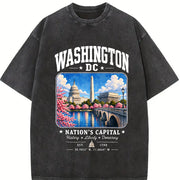 Washington DC Vintage Washed T-Shirt in Black