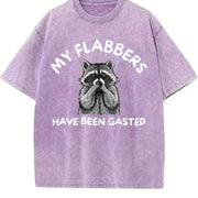 My Flabbers Have Been Gasted Humor Flabbergasted Raccoon vintage washed oversized T-shirt in Purple