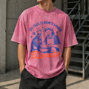 Cat Biscuits Vintage Washed T-Shirt in Red