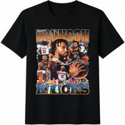 Jalen Brunson New York Knicks Basketball Cotton T-Shirt in Black