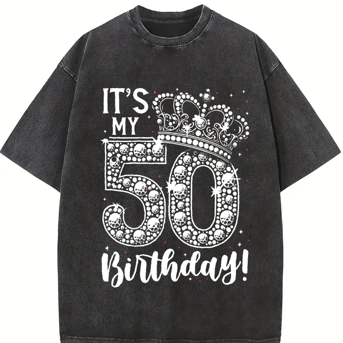 50 years old It's my Birthday 50th Birthday vintage washed oversized T-shirt in Black