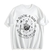 A Book a Day Keep the Mental Breakdown Away Cotton T-Shirt in White