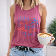 Land of the Free Because of the Brave Svg Png Coquette Women's Color Cotton Tank Top in Red