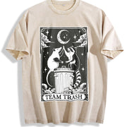 Team Trash Tarot Card Vintage Washed T-Shirt in Beige