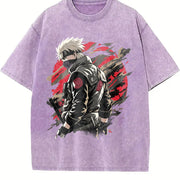 ANBU Kakashi Naruto for Anime Fans vintage washed oversized T-shirt in Purple