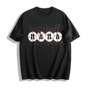 Baseball Mama Checkered Mama Cotton T-Shirt in Black