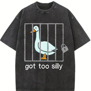 Silly Goose Got Too Silly For Him For Her vintage washed oversized T-shirt in Black