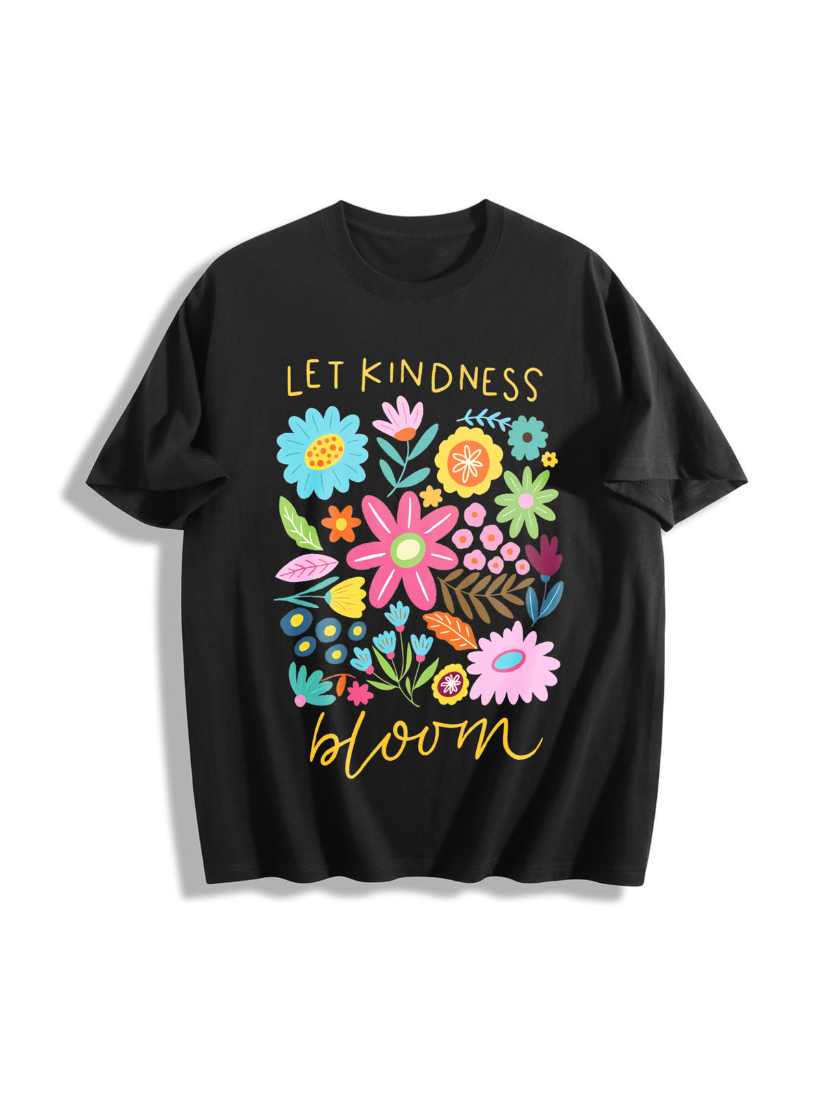 Let Kindness Bloom Cotton T-Shirt in Black