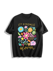 Let Kindness Bloom Cotton T-Shirt in Black