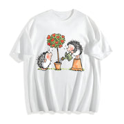 Hedgehog & Hearts with Hedgehog Love Cotton T-Shirt in White