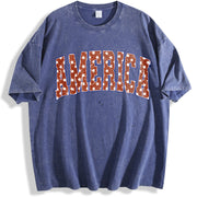 America Patriotic Red vintage washed oversized T-shirt in Blue
