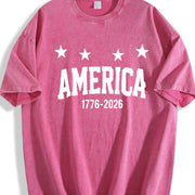 America 1776-2026 Vintage Washed T-Shirt in Red