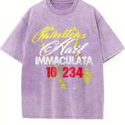 Hail Immaculata Vintage Washed T-Shirt in Purple