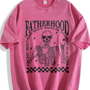 Fatherhood Skeleton Dad Vintage Washed T-Shirt in Red