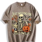 Just Waiting for Halloween Vintage Washed T-Shirt in Brown
