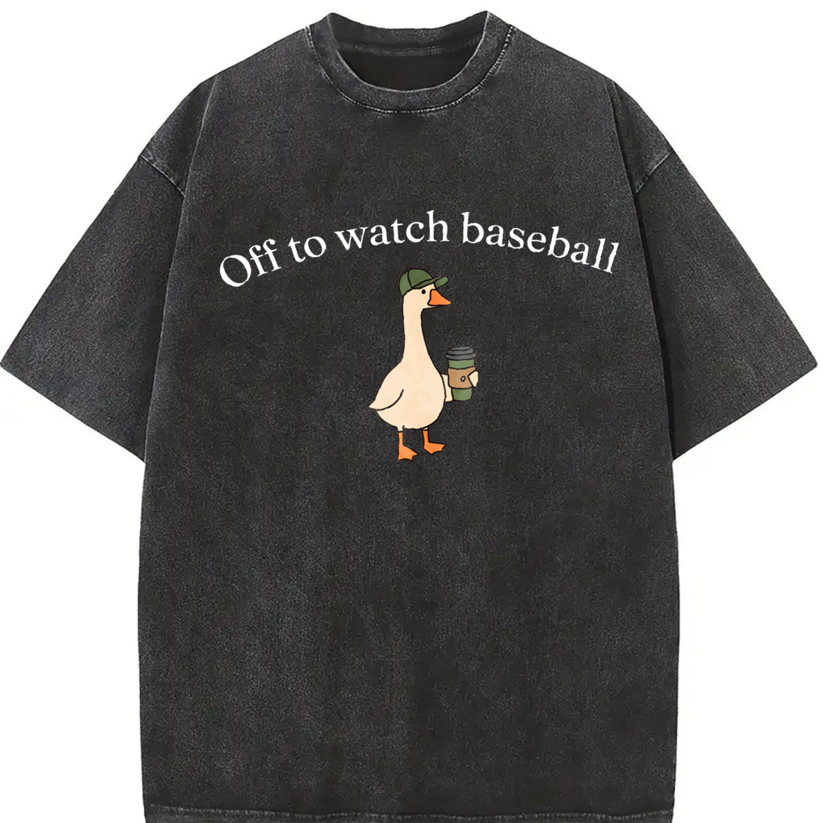 Baseball Mom Goose Vintage Washed T-Shirt in Black