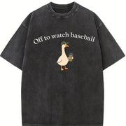 Baseball Mom Goose Vintage Washed T-Shirt in Black