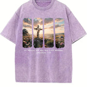 New Morning Mercies Lamentations 3:23 Vintage Washed T-Shirt in Purple