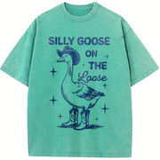 Retro Silly Goose Silly Goose on the Loose Vintage Washed T-Shirt in Blue