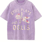 Still Plays with Dolls Vintage Washed T-Shirt in Purple