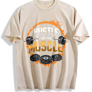 Hustle for the Muscle Vintage Washed T-Shirt in Beige