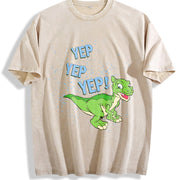 Yep Yep Yep Ducky Dinosaur vintage washed oversized T-shirt in Beige