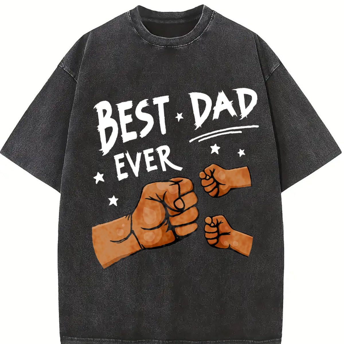 Best Dad Ever Fist Bump Vintage Washed T-Shirt in Black