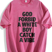 God Forbid A White Boy Catch A Vibe and Batik vintage washed oversized T-shirt in Red