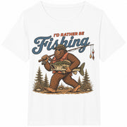I'd Rather Be Fishing Bigfoot Cotton T-Shirt in White