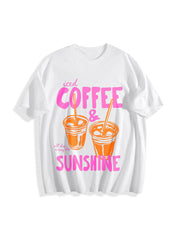 Iced Coffee and Sunshine Iced Coffee Lover Vibes Coffee Cotton T-Shirt in White