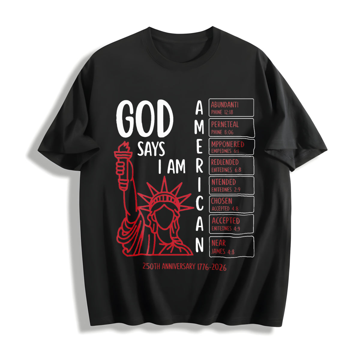 Christian Bible Verse 250 Years Cotton T-Shirt in Black