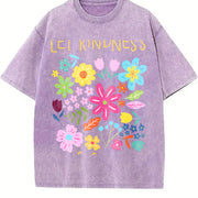 Let Kindness Bloom Vintage Washed T-Shirt in Purple
