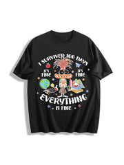 I Survived 100 Days Cotton T-Shirt in Black