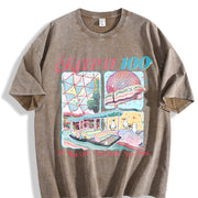 Retro Keep It 100 The Land The Seas The Skies Family Trip vintage washed oversized T-shirt in Brown