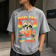Dad Tax Raccoon Fathers Day Vintage Washed T-Shirt in Gray