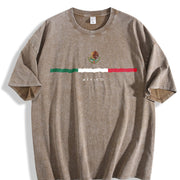 Mexican Flag Celebratory and Machine Washability vintage washed oversized T-shirt in Brown