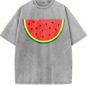 Watermelon Pocket Vintage Washed T-Shirt in Gray