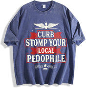 CURB STOMP P3do For Him For Her vintage washed oversized T-shirt in Blue