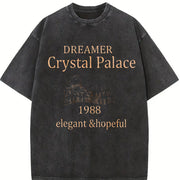 For Formal Urban Distressed Enthusiasts Vintage Washed T-Shirt in Black