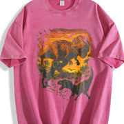 T-rex Dinosaur Jurassic Prehistoric Vintage Washed T-Shirt in Red