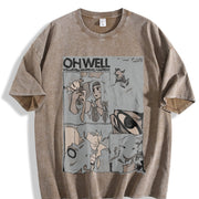 Retro Cowboy Bebop Anime Mineral Anime Manga Heavy Vintage Washed T-Shirt in Brown