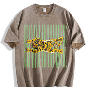Tiger Beach Towel: Tropical Poolside Blanket Vintage Washed T-Shirt in Brown