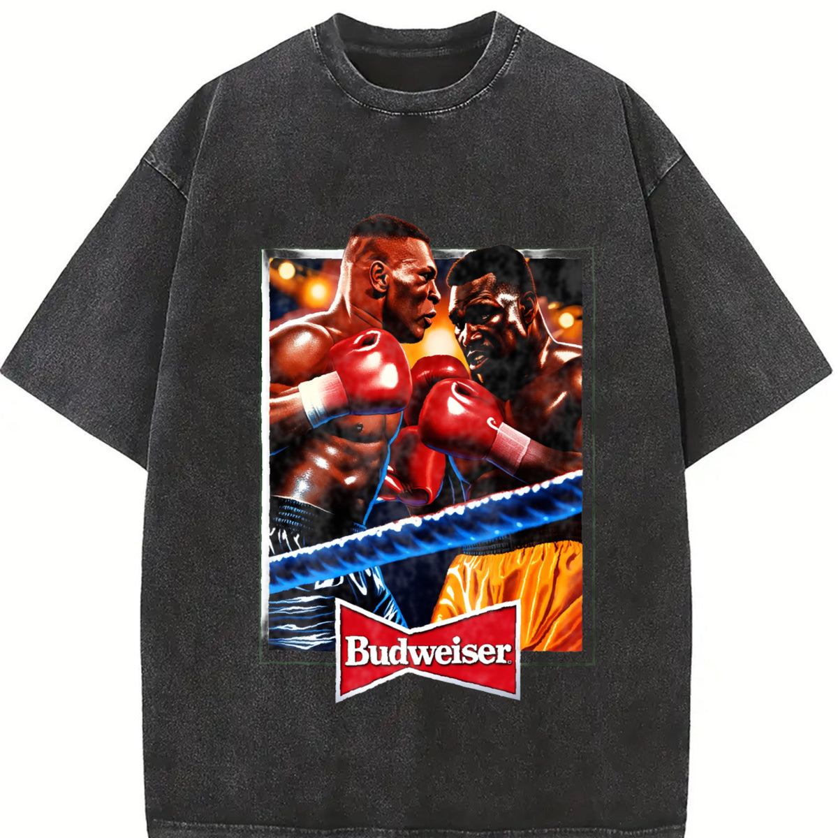 Mike VS Evander Ad Retro Custom vintage washed oversized T-shirt in Black