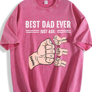 Best Dad Ever Just Ask Fist Bump Vintage Washed T-Shirt in Red