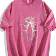 Crown of Thorns Jesus : Heavy Christian vintage washed oversized T-shirt in Red