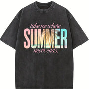 Take Me Where Summer Never Ends Vintage Washed T-Shirt in Black