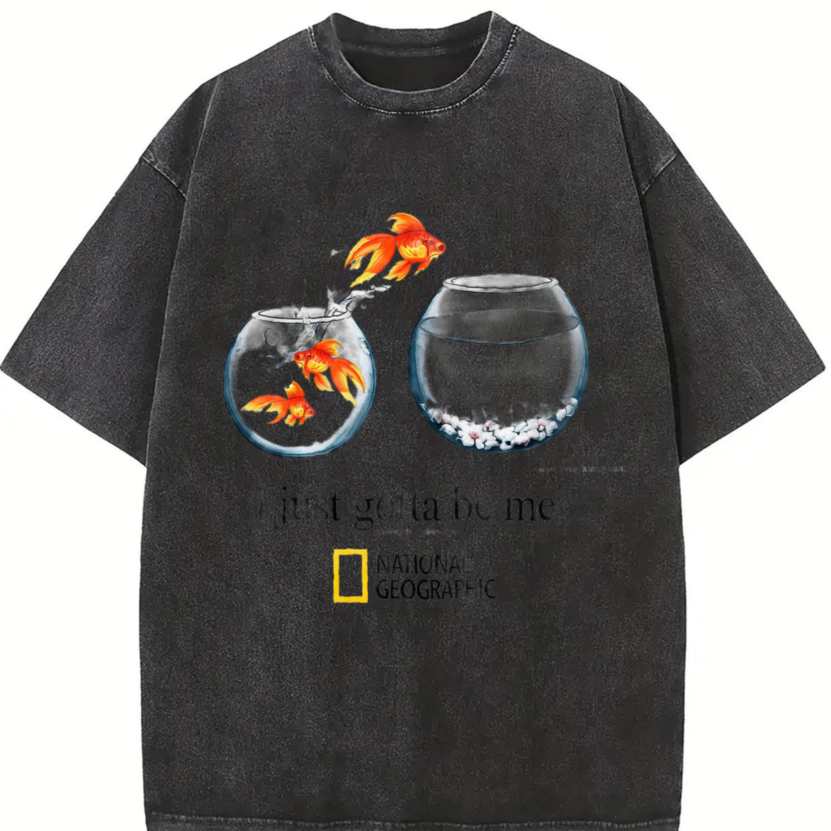 I Just Gotta Be Me Goldfish Vintage Washed T-Shirt in Black