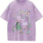 New Orleans Bayou Goin Down the Bayou Vintage Washed T-Shirt in Purple