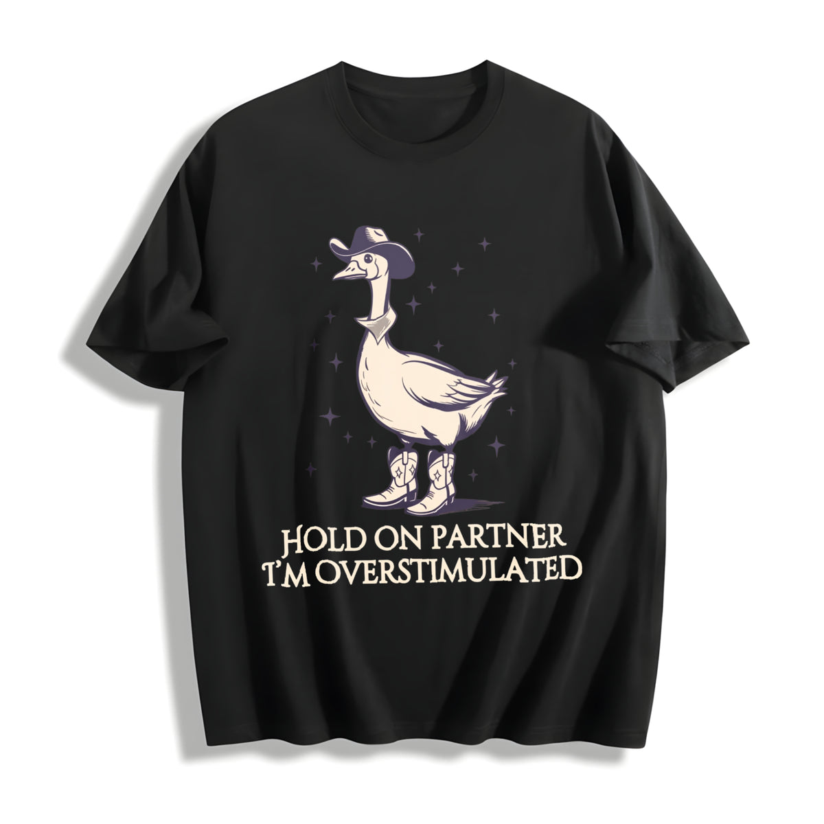 Hold on Partner IM Overstimulated Cotton T-Shirt in Black