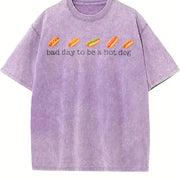 Bad Day to Be a Hot Dog Vintage Washed T-Shirt in Purple